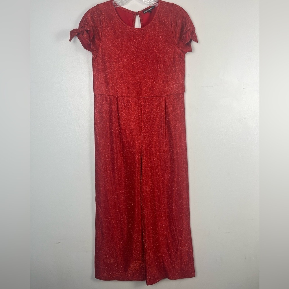 Girls sequin hearts red sparkly jumpsuit size large (10-12)